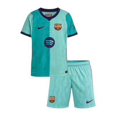 Kids Barcelona Third Soccer Jersey Kit (Jersey+Shorts) 2026/27 Blue - gojersey