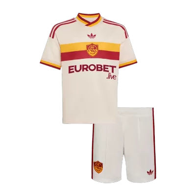 Kids AS Roma Away Soccer Jersey Kit (Jersey+Shorts) 2026/27 White - gojersey