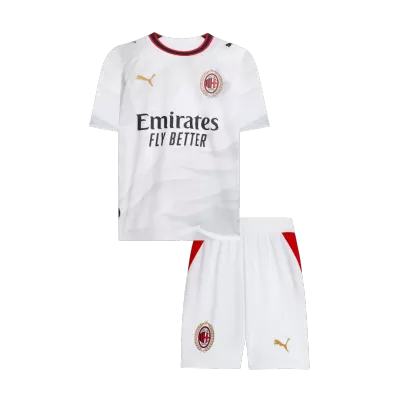 Kids AC Milan Away Soccer Jersey Kit (Jersey+Shorts) 2026/27 White - gojersey