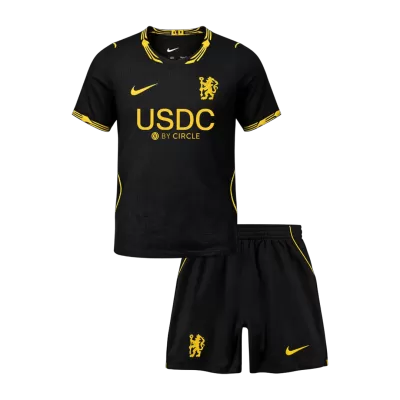 Kids Chelsea Away Soccer Jersey Kit (Jersey+Shorts) 2026/27 Black - gojersey