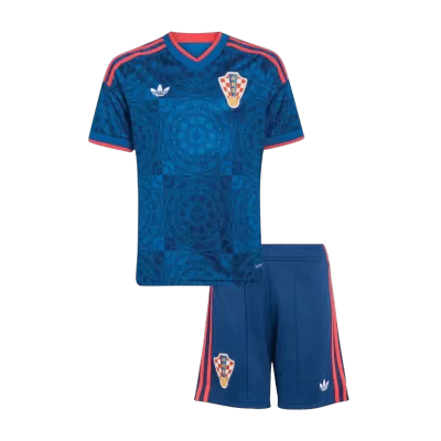 Kids Croatia Away Soccer Jersey Kit (Jersey+Shorts) 2026/27 Blue - gojersey